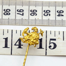 Antique stick tie pin brooch French gold Oriental figure parrot umbrella (7622)