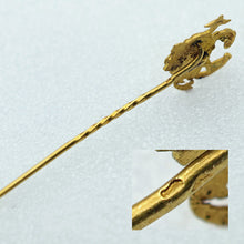 Antique stick tie pin brooch French gold Oriental figure parrot umbrella (7622)