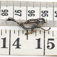 Antique Nouveau Victorian brooch running duck gold silver diamonds French (7628)