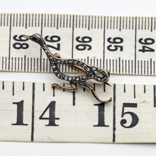 Antique Nouveau Victorian brooch running duck gold silver diamonds French (7628)