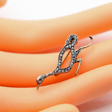 Antique Nouveau Victorian brooch running duck gold silver diamonds French (7628)