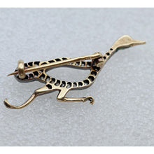 Antique Nouveau Victorian brooch running duck gold silver diamonds French (7628)