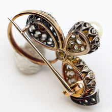 Antique Victorian brooch gold silver diamonds ruby sapphire pearl symbolic (7639)