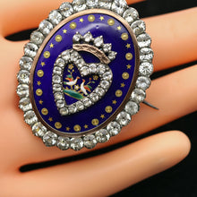 Bresse Enamel antique Victorian brooch locket silver gold paste French (7646)