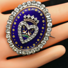 Bresse Enamel antique Victorian brooch locket silver gold paste French (7646)