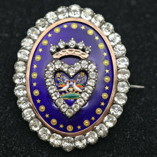 Bresse Enamel antique Victorian brooch locket silver gold paste French (7646)