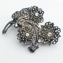 Antique Victorian Brooch gold silver diamonds floral trembles transforms (7659)
