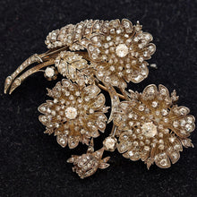 Antique Victorian Brooch gold silver diamonds floral trembles transforms (7659)