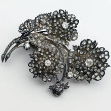 Antique Victorian Brooch gold silver diamonds floral trembles transforms (7659)