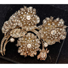 Antique Victorian Brooch gold silver diamonds floral trembles transforms (7659)