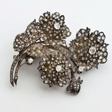 Antique Victorian Brooch gold silver diamonds floral trembles transforms (7659)