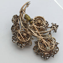 Antique Victorian Brooch gold silver diamonds floral trembles transforms (7659)