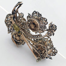 Antique Victorian Brooch gold silver diamonds floral trembles transforms (7659)