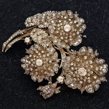 Antique Victorian Brooch gold silver diamonds floral trembles transforms (7659)