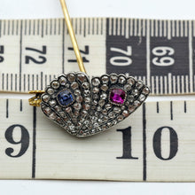 Antique Victorian butterfly brooch pin gold diamonds sapphire ruby French (7674)