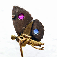 Antique Victorian butterfly brooch pin gold diamonds sapphire ruby French (7674)
