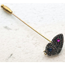 Antique Victorian butterfly brooch pin gold diamonds sapphire ruby French (7674)