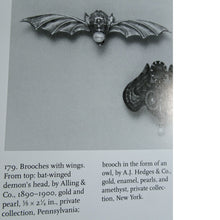 American Antique Art Nouveau brooch pendant devil head bat wings gold pearl(7685)