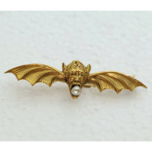 American Antique Art Nouveau brooch pendant devil head bat wings gold pearl