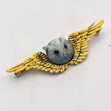 TIFFANY & CO Antique Victorian brooch 18k gold moonstone owl (7706)