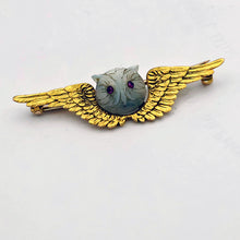 TIFFANY & CO Antique Victorian brooch 18k gold moonstone owl (7706)