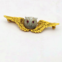 TIFFANY & CO Antique Victorian brooch 18k gold moonstone owl (7706)