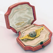 TIFFANY & CO Antique Victorian brooch 18k gold moonstone owl (7706)