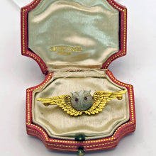 TIFFANY & CO Antique Victorian brooch 18k gold moonstone owl (7706)