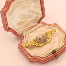 TIFFANY & CO Antique Victorian brooch 18k gold moonstone owl (7706)