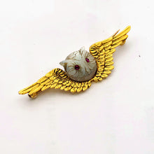 TIFFANY & CO Antique Victorian brooch 18k gold moonstone owl (7706)
