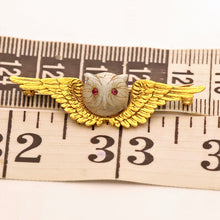TIFFANY & CO Antique Victorian brooch 18k gold moonstone owl (7706)