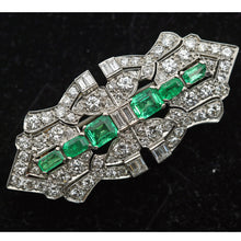MARCUS & CO Art Deco Platinum Gold Brooch Clips Pendant Diamonds Emeralds (7708)