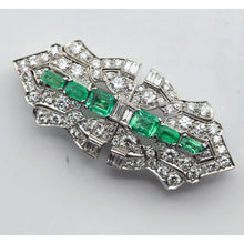 MARCUS & CO Art Deco Platinum Gold Brooch Clips Pendant Diamonds Emeralds