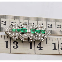 MARCUS & CO Art Deco Platinum Gold Brooch Clips Pendant Diamonds Emeralds