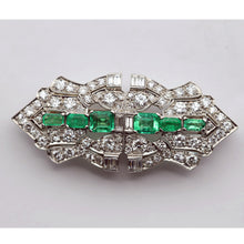 MARCUS & CO Art Deco Platinum Gold Brooch Clips Pendant Diamonds Emeralds (7708)