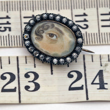 Antique Georgian Sentimental Brooch Miniature Eye Portrait Paste Gold (7713)