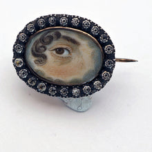 Antique Georgian Sentimental Brooch Miniature Eye Portrait Paste Gold (7713)