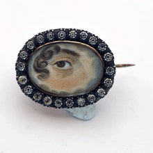 Antique Georgian Sentimental Brooch Miniature Eye Portrait Paste Gold