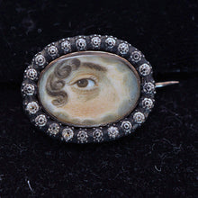 Antique Georgian Sentimental Brooch Miniature Eye Portrait Paste Gold