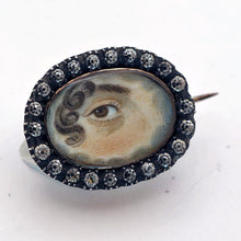 Antique Georgian Sentimental Brooch Miniature Eye Portrait Paste Gold