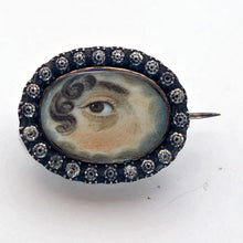 Antique Georgian Sentimental Brooch Miniature Eye Portrait Paste Gold (7713)