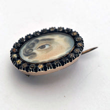 Antique Georgian Sentimental Brooch Miniature Eye Portrait Paste Gold (7713)