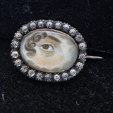 Antique Georgian Sentimental Brooch Miniature Eye Portrait Paste Gold (7713)