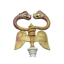 Castellani Caduceus Hairpin Snakes Dragons Wings Gold Filigree (6164)