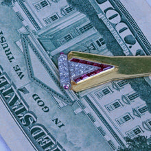 Asprey & Co Man's Art Deco money clip 18k gold diamonds rubies London 1937(7356)