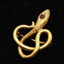 Antique Victorian gold garnet snake scarf dress handky clip clasp French (7564)