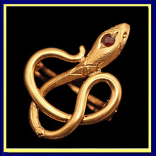 Antique Victorian gold garnet snake scarf dress handky clip clasp French