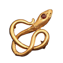 Antique Victorian gold garnet snake scarf dress handky clip clasp French (7564)