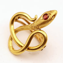 Antique Victorian gold garnet snake scarf dress handky clip clasp French