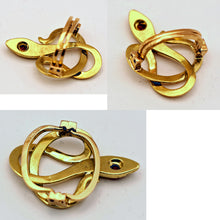 Antique Victorian gold garnet snake scarf dress handky clip clasp French (7564)